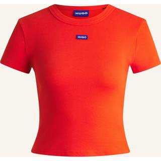 T-shirt i bomuld med stræk med slim fit og blåt logomærkat