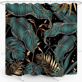 ZXMBF Gr?n guld Tropisk palme Blade Brusforh?ng Abstrakt bananblad Moderne botanisk plante Natur ?stetisk smaragdgr?n badev?relse dekor vandt?t s