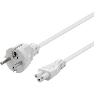 DELTACO apparatkabel, rak CEE 7/7 - rak IEC C5, 0,5m, 3X0.75mm2, vit