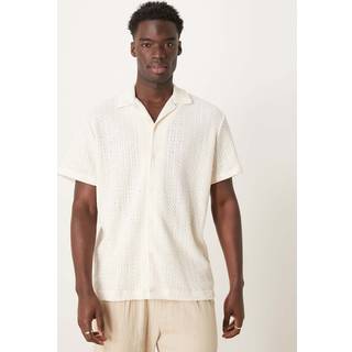 Selected Bane Relax Fit Jacqaurd Shirt SS Egret