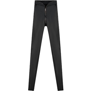 Zipper Detail Leather Pants, XS