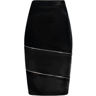 Black Midi Skirt With Slit, M