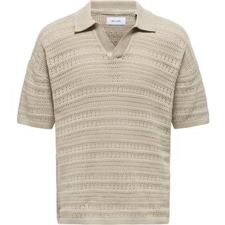 ONLY & SONS Grayson SS Chocket Knit Polo Silver Lining