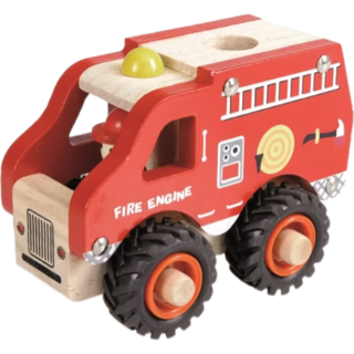 Magni Brandbil i træ med gummihjul