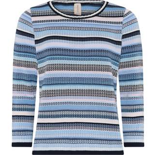 Skovhuus Pullover Jaquard 3/4 Ærmer Pool Blå-XXL