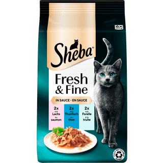 Sheba Fresh & Fine portionspose laks, tun og forel i sauce 86.50 DKK/1 kg (6 x 300.0g)