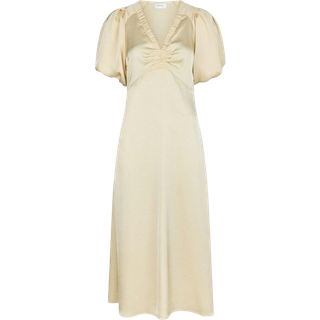 Illana Heavy Sateen Kjole, Light Yellow, 36