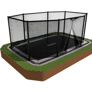 North In Ground + Sikkerhedsnet Firkantet / 3,0 m x 1,9 m / Trampolin
