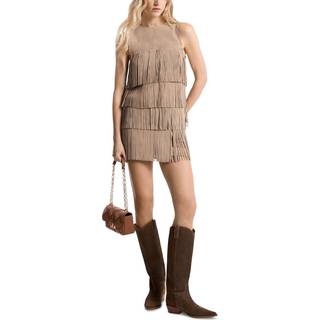 MK Suede Fringed Mini Dress - Natural - Michael Kors