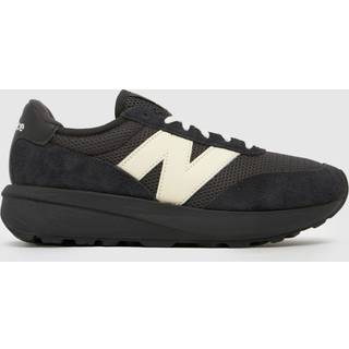 New Balance Unisex 370 i Sort/Brungrå Suede/Mesh, Størrelse 38.5