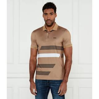 BOSS Paddy Tape Print Polo T Shirt Brown