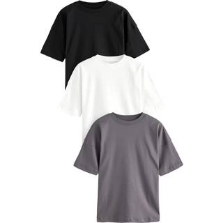 Next Monochrome Oversized 100% Cotton T-Shirts 3 Pack