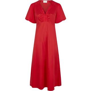 Illana Poplin Kjole, Red, 36