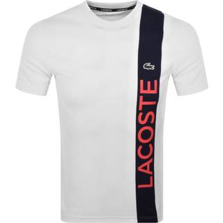 Lacoste Vertical Colour Block Wordmark T-Shirt, White - 7/XXL