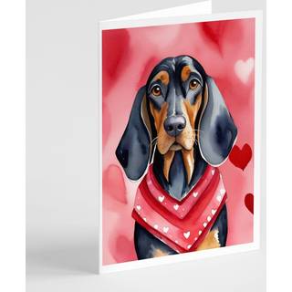 Caroline's Treasures DAC5289GCA7P sort og solbrun coonhound mine Valentine lykønskningskortpakke med 8 blanke kort med konvolutter, finurlig A7 -