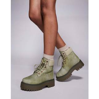 Timberlandtil kvinder. TB0A2H3CEP01 Stone Street grønne vandtætte 6 læderstøvler med plateau (41.5 W), 3-5 cm, Blonder, Casual