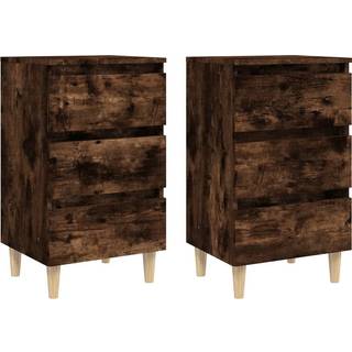 Sengeskab M. Massive Træben 40X35X69 Cm - 2 / Røget eg