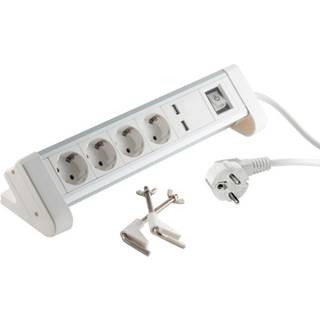 Stikdåse 4 Udtag - Schuko EU - USB-A - Afbryder - Hvid - 1.5 m