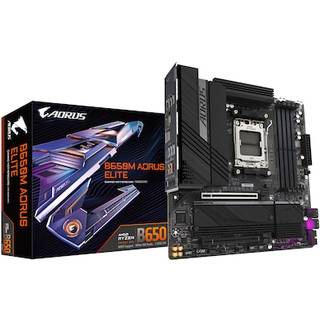GIGABYTE B650M AORUS ELITE Motherboard - AMD Ryzen 9000 CPUs, 12+2+2 Phases VRM, up to 8000MHz DDR5, 1xPCIe 5.0 + 1xPCIe 4.0 M.2, 2.5GbE LAN, USB 3.2 Gen 2x2