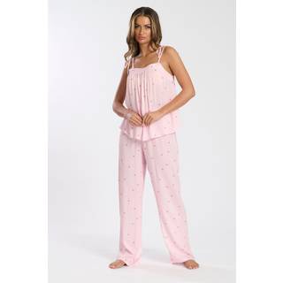Loungeable Loungeable Pink Striped Palm Tie Shoulder Cami and Trousers