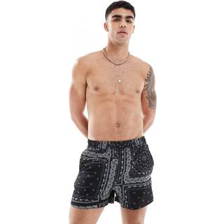River Island River Island Black Printed Bandana Swim Shorts