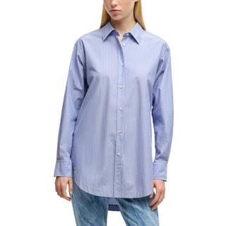 Skjorte med relaxed fit lavet i stribet poplin af en bomuldsblanding