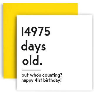 Huxters Funny Birthday Card - Happy 41 -?rs f?dselsdagskort Day Counting Funny Card for Women and Men - Tykt milj?venligt papir 148mm med 148 mm