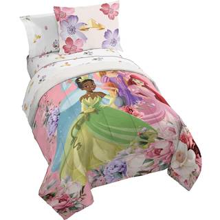 Jay Franco Disney Princess Twin Size Comforter Set - 5 stykker sengetøj inkluderer ark sæt & pudebetræk - super blød hyggeligt blomster sengetøj