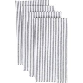 Fennco Styles Enkle Ticking Stripes 100% Pure Cotton Table Servietter 20 x 20 tommer sæt med 4 - Grå middagsservietter til hverdagsbrug Banketter