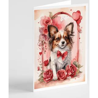 Caroline's Treasures DAC4516GCA7P Papillon Valentine Roses lykønskningskort Pakke med 8 blanke kort med konvolutter, lunefuld A7 Størrelse 5x7 to