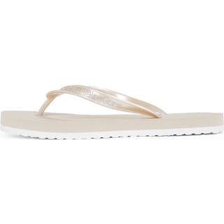 Metallic Square Toe Flip Flops - Beige - EU 37