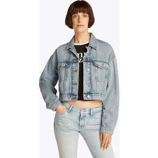 Oversized Cropped Denim Trucker Jacket