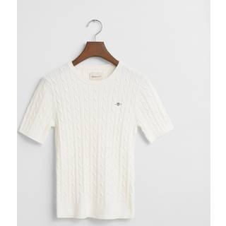 GANT Dame Sweater af strækbomuld med kabelstrik (L)