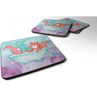 """" Caroline's Treasures Rabbit and Squirrel Bathing Watercolor Decorative Coasters 3.5 Multicolor """"