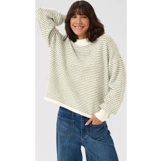 Kaffe Kaellery Knit Pullover Strik 10509032 Oil Green/Turtledove Stripe (XLARGE)