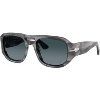 Persol Unisex PO3373S VINCENT 1192S3 Solbriller Acetat Grå Blå Pilot Polariseret Skygge