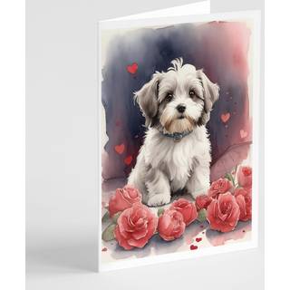 Caroline's Treasures DAC4466GCA7P HAVANESE VALENTINE ROSER HELSKADE KORT PAKK OF 8 blanke kort med konvolutter, lunefuld A7 Størrelse 5x7 Blank N