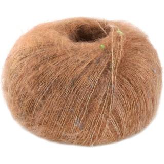 Lana Grossa Natural Superkid Tweed 620 Kamel Indhold: 60% superkid mohair, 30% silke, 7% bomuld, 3% polyester Vægt/Længde: 25 g = ca. 200 meter Anbefalede pinde: 4.5-5 mm Strikkefasthed: 10 x 10 cm = 21 m x 30 p Vask:Håndvask / Tørres fladt.