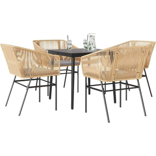 7 Dele Spisebordssæt Til Haven M. Hynder Polyrattan Glas - 4 / Brun / 80 x 80 x 74 cm