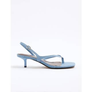 River Island River Island Blue Strappy Toe Thong Heeled Sandals