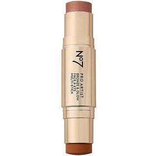 No7 Pro Artist Multi -Use Bronzer Stick & Highlighter Makeup - Dual -Ends Cream Contour and Face Highlighter med vitamin E och Argan Oil för en s