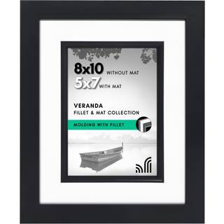 AmericanFlat 8x10 billedramme med dekorativ indre MAT -accent - Viser 5x7 fotos med Mat eller 8x10 uden - Veranda -samling - sort udsagnsramme me