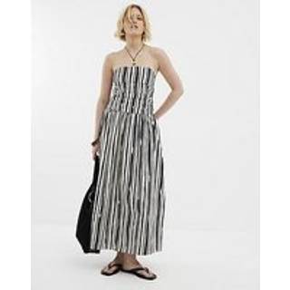 River Island River Island Black Stripe Pleated Bodice Midi Dress