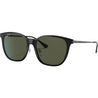 Ray - Ban Unisex RB4333D 601/9A Solbriller Injiceret Sort G15 Firkantet Polariseret Anti -Reflex