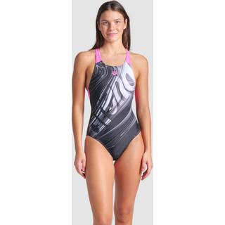 Arena Women's Flow Swimsuit V Back LB Badedragt Damer størrelse 38 farve sort