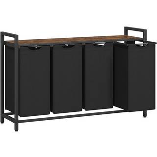 Vasketøjskurv, 4 rum, 4 x 40l, 116 x 33 x 72 cm, rustik brun og sort
