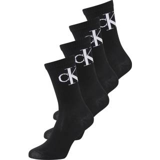 4 Pack Soft Cotton Logo Crew Socks - Black - 35