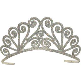 Glitteret Tiara (Silver) Party Accessory (1 Count) (1/PKG)