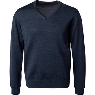 Maerz Herren V-Pullover blau unifarben