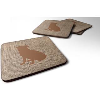 """" Caroline's Treasures BB1084-BL-BN-FC Pug Burlap og Brown Foam Coasters (Sæt på 4) 3,5 """" ""H x 3,5"" """" ""W Multicolor"" ""